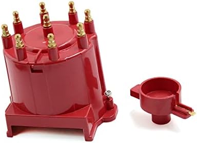 Car Ignition Distributor Cap and Rotor Kit External Coil 8406 for Chevrolet C2500 1988-1995 Plastic Metal Red A Absopro