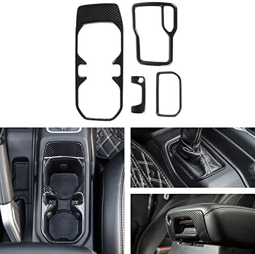 Voodonal for JL 4WD Shift Knob Gear Shift Bezel Front Cup Holder Center Armrest Switch Lock Hole Cover Trim Kits Fit for 2018-2024+Jeep Wrangler JL JLU Gladiator JT Interior Accessories 4pcs Blue Voodonala