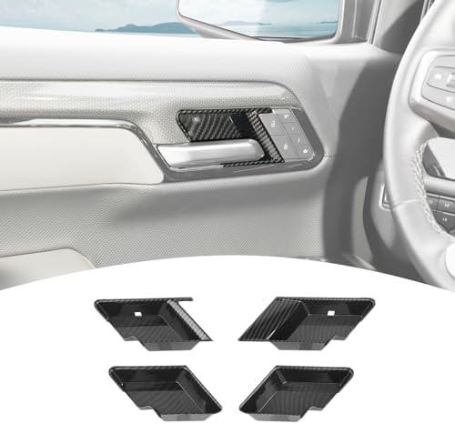 for Silverado Inner Door Handle Bowl Cover Trim for Chevy Silverado GMC Sierra 2022-2024 Black Wood Grain Interior Accessories 4pcs Pdklin