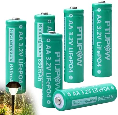 Литиевые аккумуляторы AA 3.2V LiFePo4, 650mAh для садового освещения (4 шт.) Ptijpow