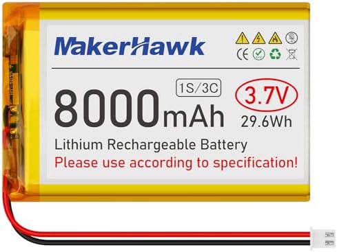 Литий-полимерный аккумулятор 3,7 В 8000 мАч с защитной платой для GPS, дронов и других устройств, 1 упаковка MakerHawk