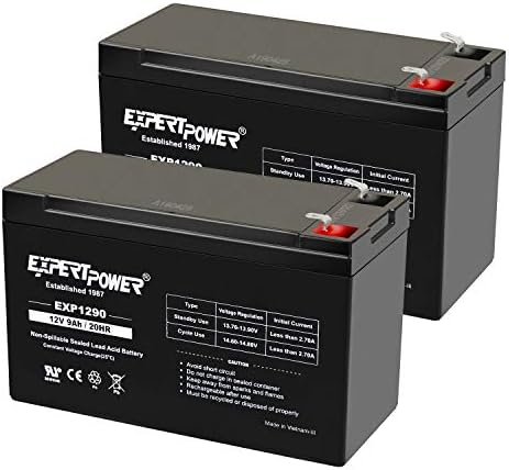 ExpertPower 12v 9ah Sealed Lead Acid Battery with F2 Terminals (.250")/2 Pack ExpertPower