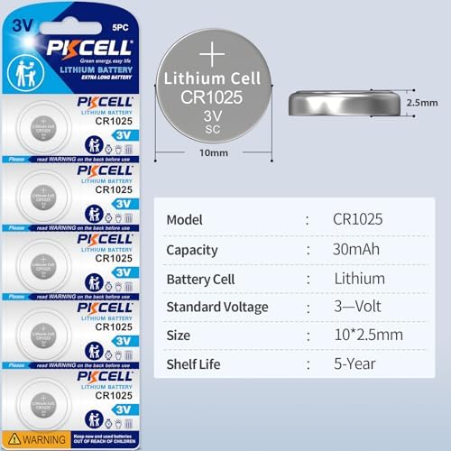 Литиевый аккумулятор CR1025 3В, совместимый с 1025, 5 шт. в упаковке PKCELL