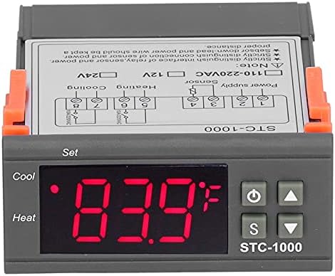 Digital Temperature Controller, STC-1000 Cooling and Heating Temperature Controller Digital Thermostat with NTC Sensor for Temperature Measurement Temperature Control (12V) Estink