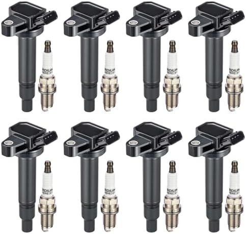 Ignition Coil Pack UF230 & Spark Plugs 4504 Compatible with 2000 2001 2002 2003 04 05 06 2007 2008 2009 Toyota Tundra Sequoia LandCruiser 4Runner Lexus GS430 GX470 LS430 LX470 SC430 4.3 4.7 V8 SYKRSS