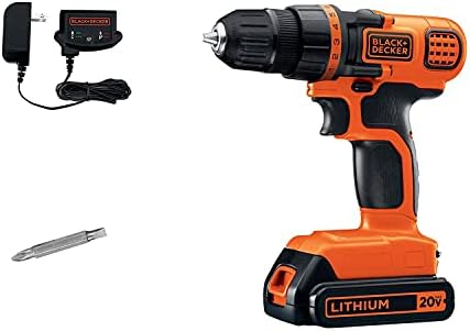 BLACK+DECKER 20V MAX Cordless Drill and Driver, 3/8 Inch, With LED Work Light, Battery and Charger Included (LDX120C) BLACK+DECKER