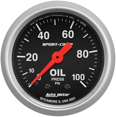 Auto Meter 3321 Sport-Comp Mechanical Oil Pressure Gauge, 2.3125 in. Auto Meter