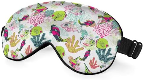 Маска для сна NOHSHE Axolotl Hawaii Cute Animal Heart Dot Pink Blue Silk Eye Mask Sleeping Soft Eye Shade Cover для мужчин женщин мальчиков девочек для путешествий с эластичным ремешком NOHSHE