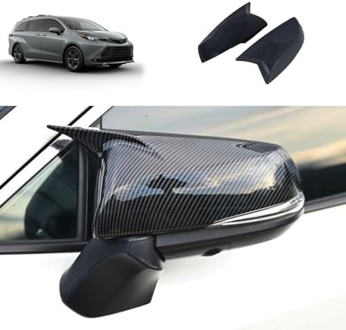 Side View Mirror Cover Compatible With Toyota Sienna 2021 2022 2023 2024 Rearview Mirrors Trim Exterior Car Accessories ABS 2PCS(Carbon Fiber Style) Terdaray