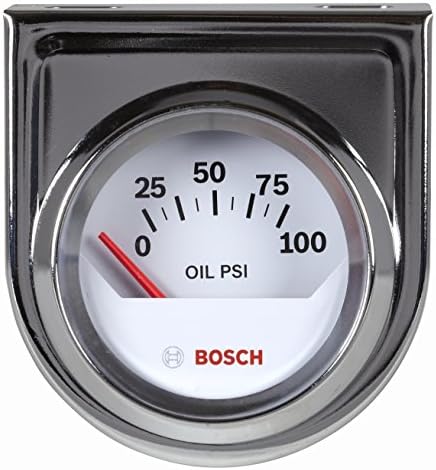 Actron Bosch SP0F000041 Style Line 2" Electrical Oil Pressure Gauge (White Dial Face, Chrome Bezel) Bosch