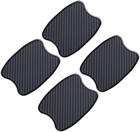 TANGSEN 4Pcs Universal 3D Carbon Fiber Texture Automotive Door Cup Handle Recess Paint Protector Cover Scratch Non-Marking Black TPU Personalize Pad Sticker (S) Tangsen