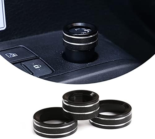 3 Pcs Car Aluminum Alloy Rear View Mirror Adjustment and Volume Knob Cover Trim for Toyota Tacoma 2015 2016 2017 2018 2019 2020 2021 2022 2023(Black) TongSheng