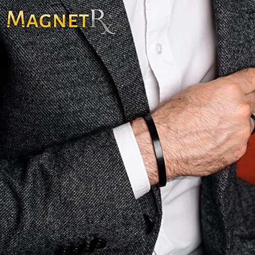 MagnetRX® Magnetic Bracelets for Men - Elegant Bangle, Golf/Tennis Elbow, and Balance - Men’s Cuff Magnetic Bracelet (Black | Large) MagnetRX