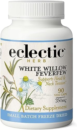 Eclectic Institute Raw Fresh Freeze-Dried Non-GMO White Willow - Feverfew | Support Body's Response to Occasional Pain | 90 CT (350 mg) Eclectic Institute