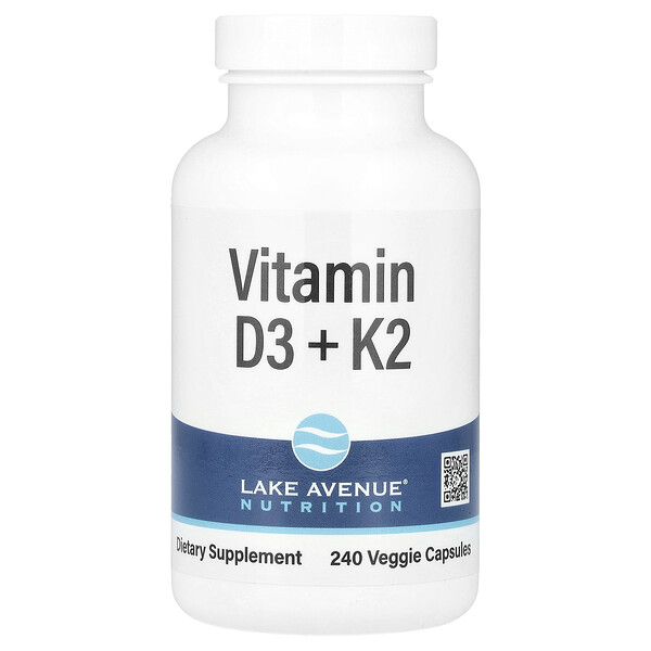 Vitamin D3 + K2, 240 Veggie Capsules (Капсулы на растительной основе) Lake Avenue Nutrition