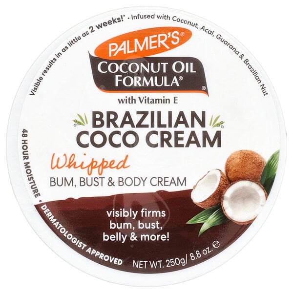 Coconut Oil Formula® With Vitamin E, Brazilian Coco Cream, Whipped, 8.8 oz (250 g) Palmer's