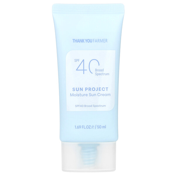 Sun Project, Moisture Sun Cream (Крем), SPF 40, 1.69 fl oz (Жидкие унции) (50 ml) THANK YOU FARMER