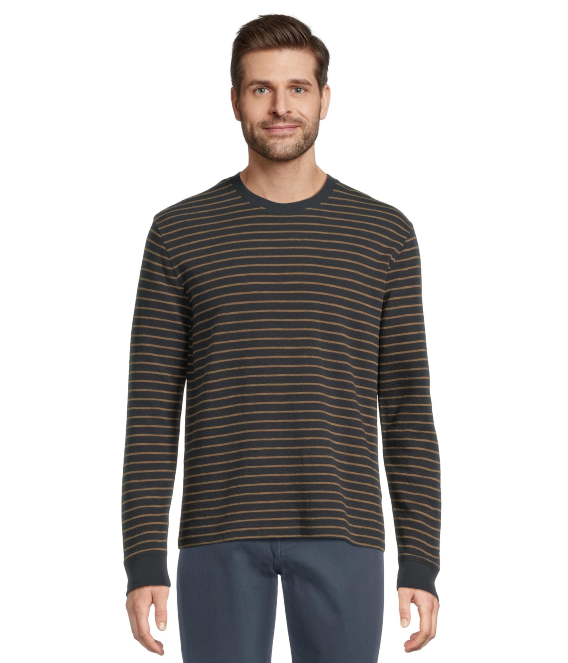 Мужская Футболка Vince Slub Stripe Long Sleeve Crew Vince