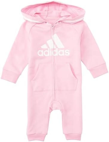 Детские Ромперы Adidas Long Sleeve Full-zip Hooded Onesie Jumpsuit Hoodie Adidas