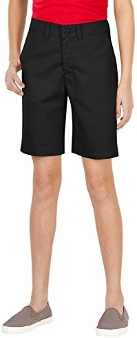 Dickies Girl Big Girls' Flex Waist Slim Fit Flat Front Short, Black, 7 Dickies