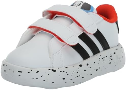 adidas Kids Breaknet 2.0 101 Dalmatians_Legacy Sneaker, White/Black/Bold Orange (Cross Strap), 7 US Unisex Toddler Adidas