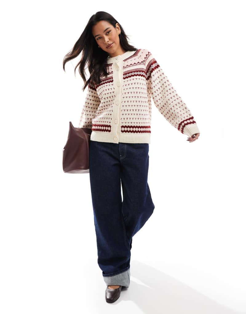 Женский Кардиган ASOS DESIGN knitted fairisle в кремовом цвете ASOS DESIGN