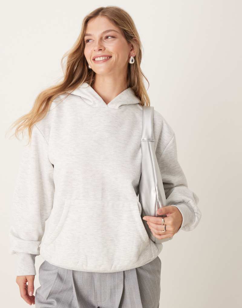 Женский Свитер ASOS DESIGN borg lined oversized в ледяной серый меланж ASOS DESIGN