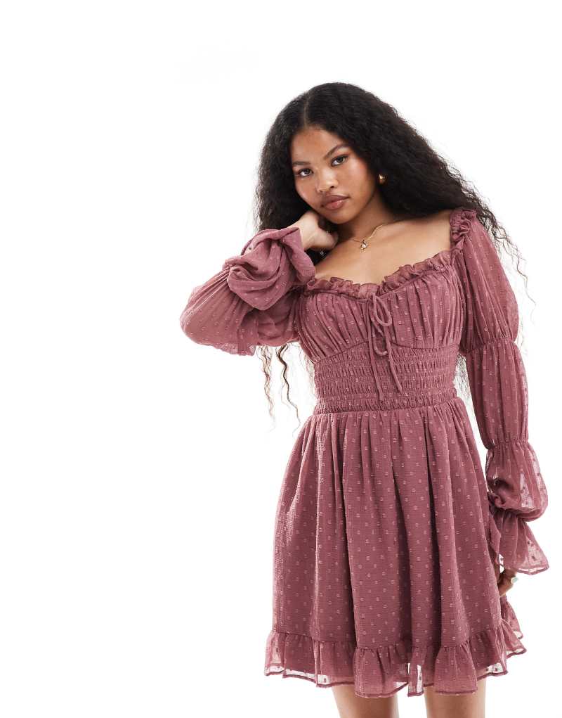 Женское Платье ASOS Petite Textured Milkmaid Dusky Pink ASOS Petite