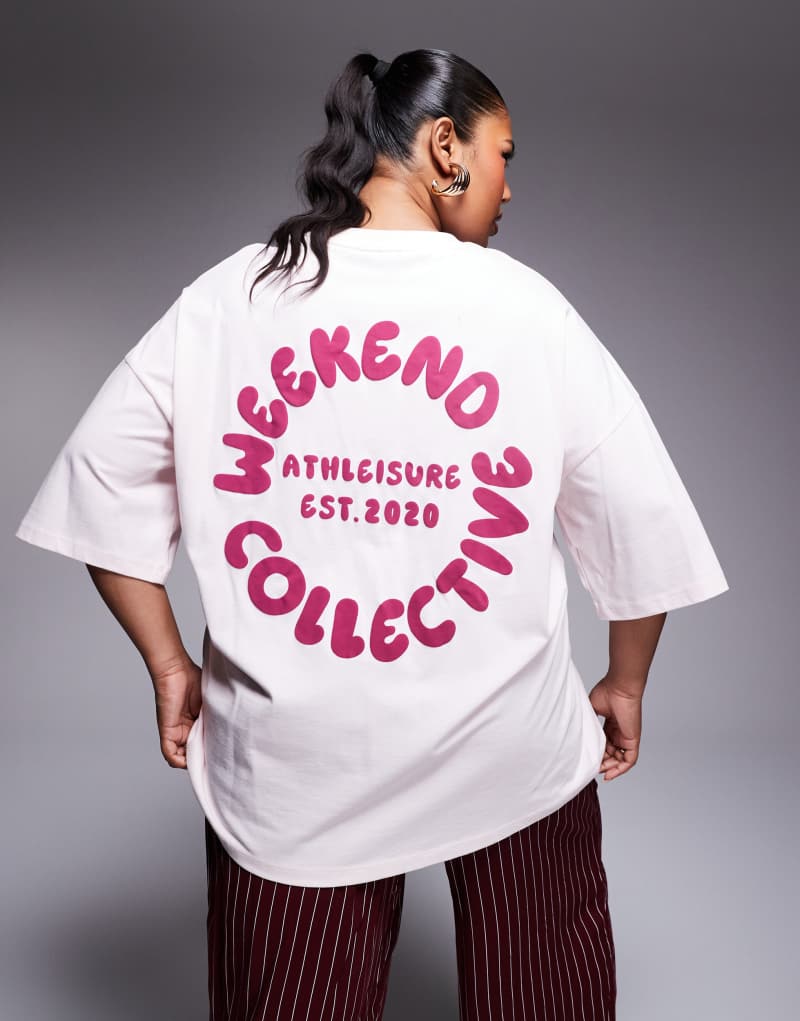 Женская Футболка ASOS Curve Weekend Collective Bubble Circle Graphic в розовом ASOS Curve