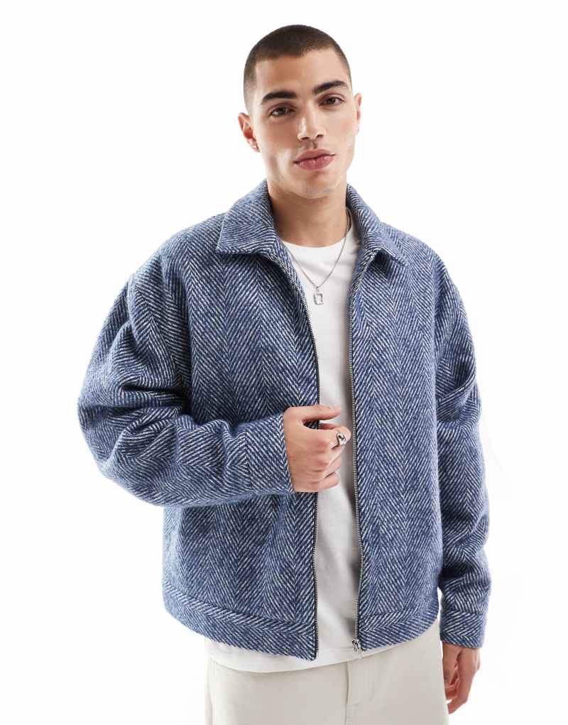 Мужская Повседневная Куртка ASOS DESIGN oversized wool look harrington ASOS DESIGN