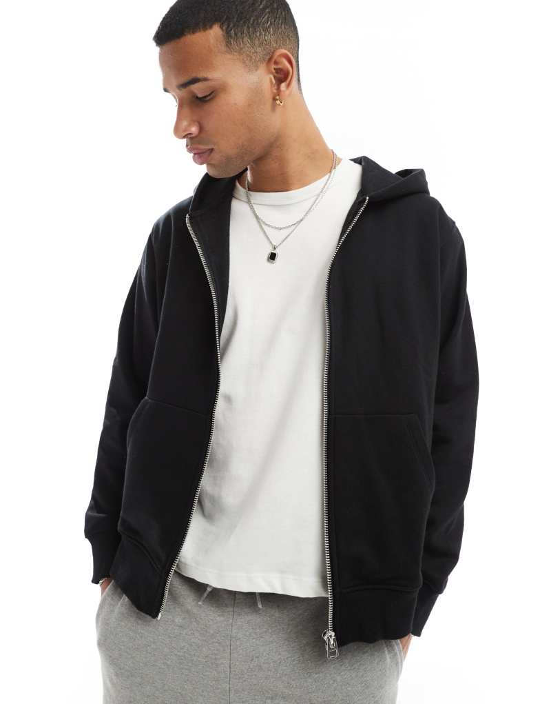 Мужское Худи Jack & Jones Heavyweight Oversized с молнией в черном цвете Jack & Jones