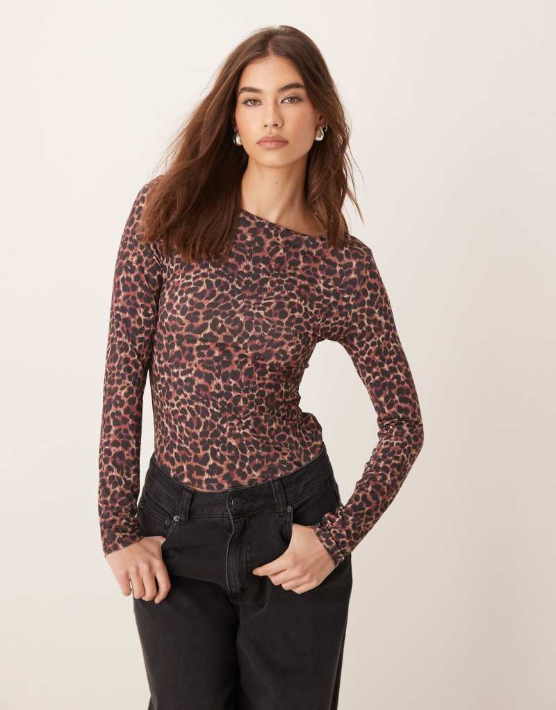 Женская Футболка Miss Selfridge Soft Touch Leopard Print Long Sleeve Miss Selfridge