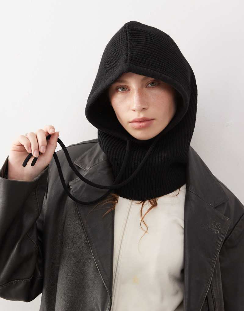 Панама Monki Knit Hooded Balaclava, черная Monki