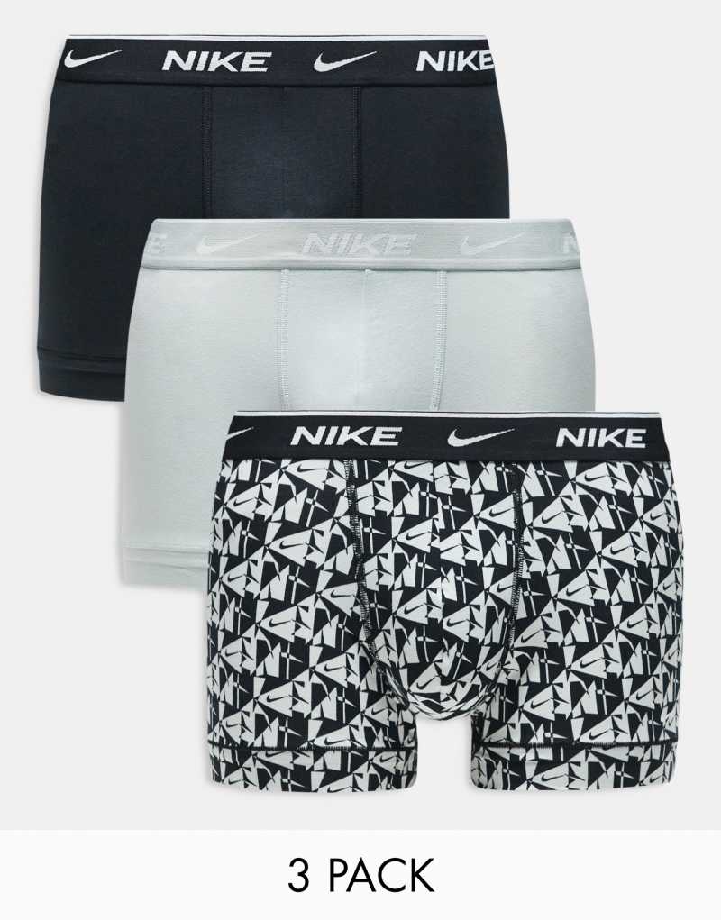 Набор из трёх боксёрских плавок Nike Everyday Cotton Stretch серого и черного цветов Nike