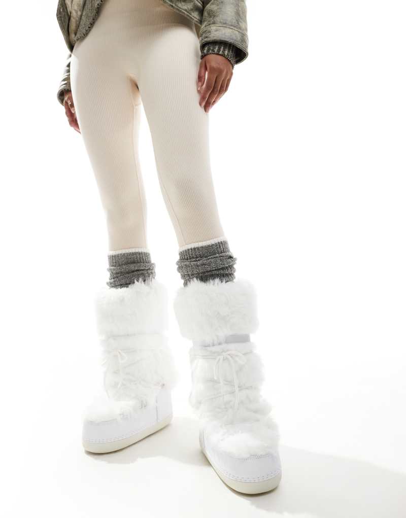 South Beach Fluffy Knee Snow Boot in White SOUTH BEACH