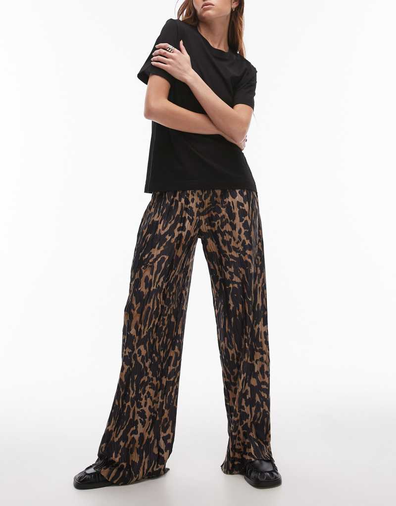 Женские Повседневные брюки TOPSHOP Smudge Leopard Plisse TOPSHOP