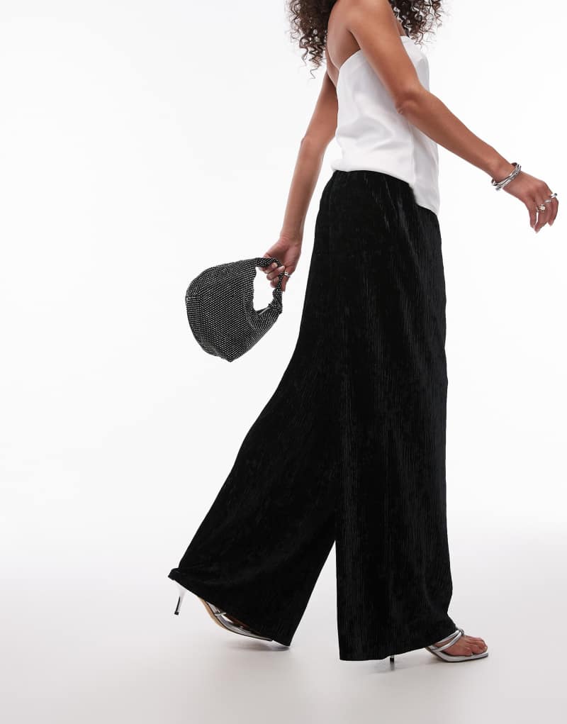 Женские Повседневные Брюки TOPSHOP Crushed Velvet Wide Leg TOPSHOP