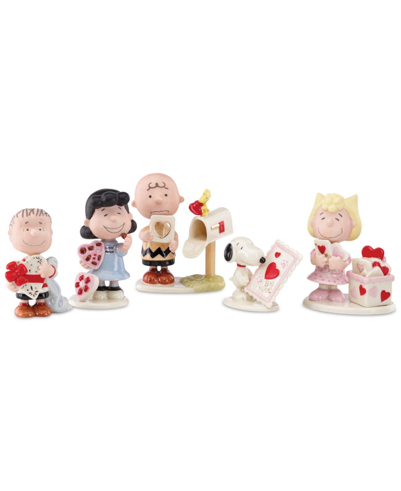 Набор праздничных фигурок Peanuts ко Дню Святого Валентина, 5 штук, фарфоровые, ручной росписи Lenox