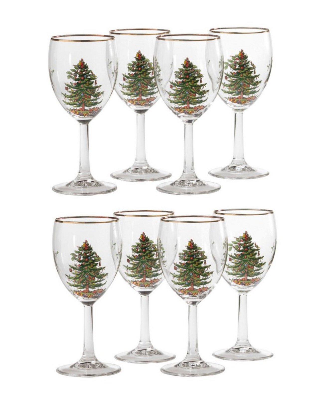 Christmas Tree Wine Glasses, Set of 8 Spode