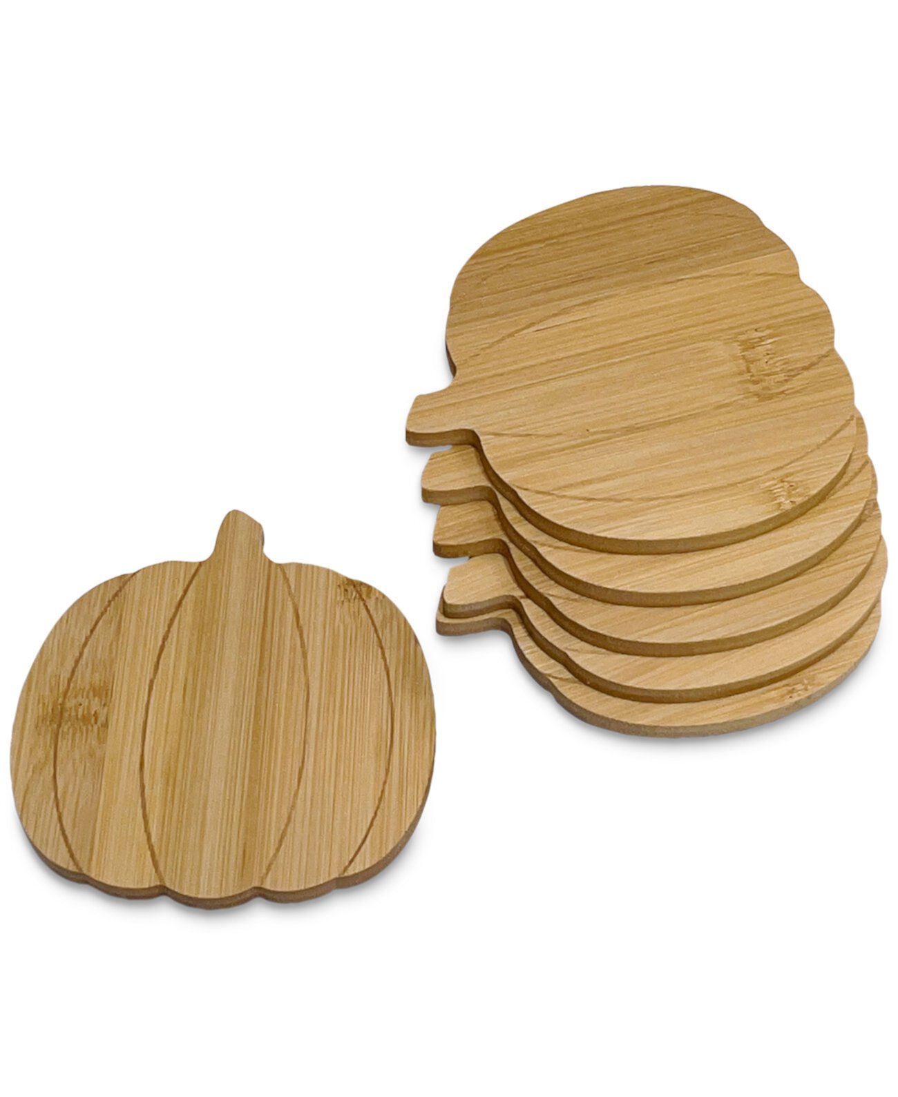 Bamboo Pumpkin Coasters, Set of 6 Godinger