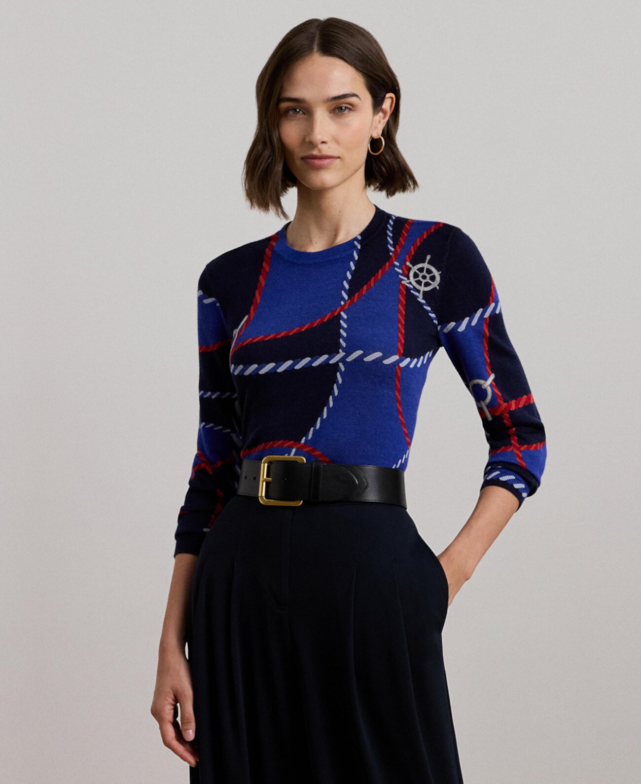 Женский Свитер LAUREN Ralph Lauren Rope-Print Cotton-Blend LAUREN Ralph Lauren