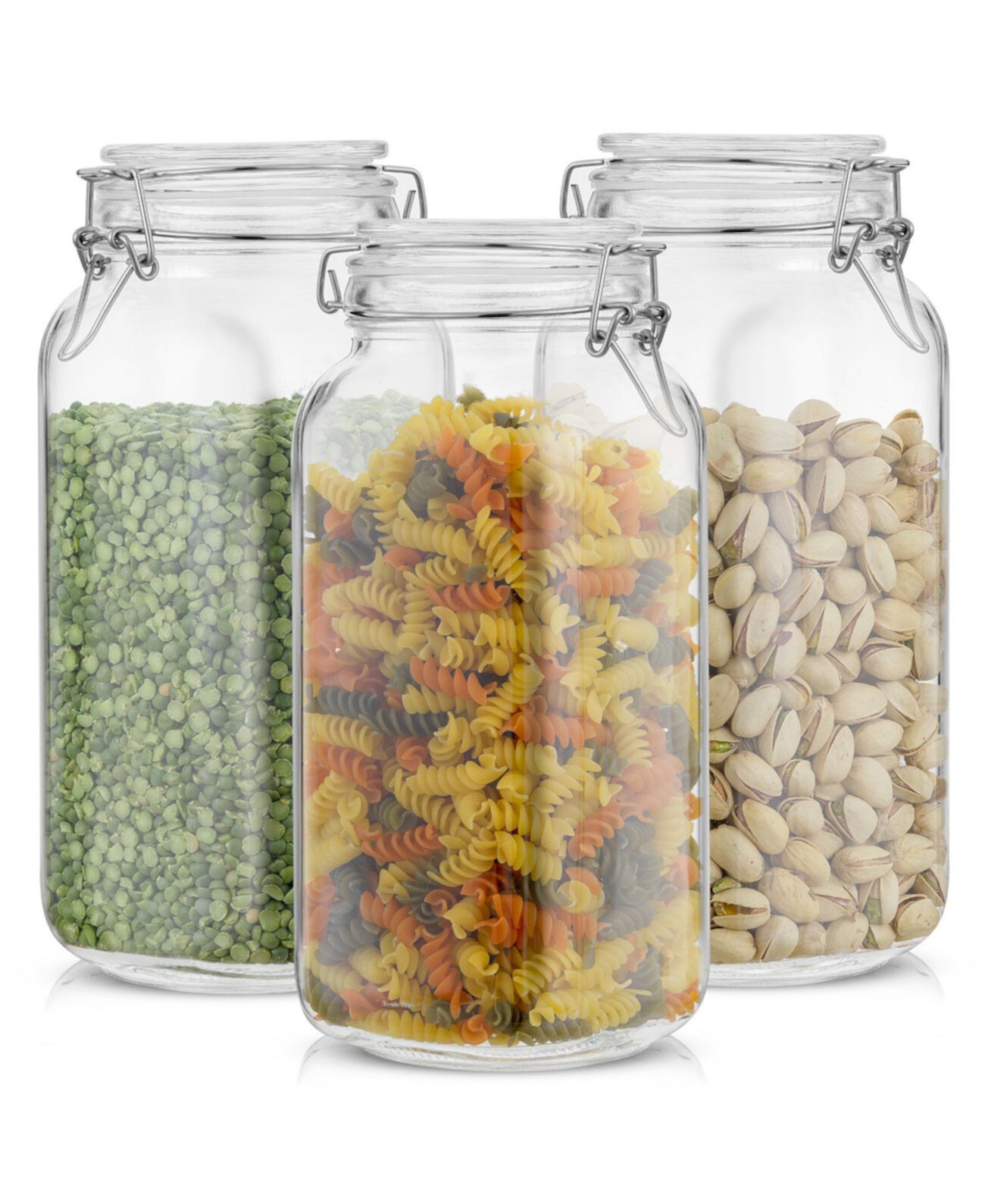 Airtight Set of 3 Glass Jars Storage Canister JoyJolt