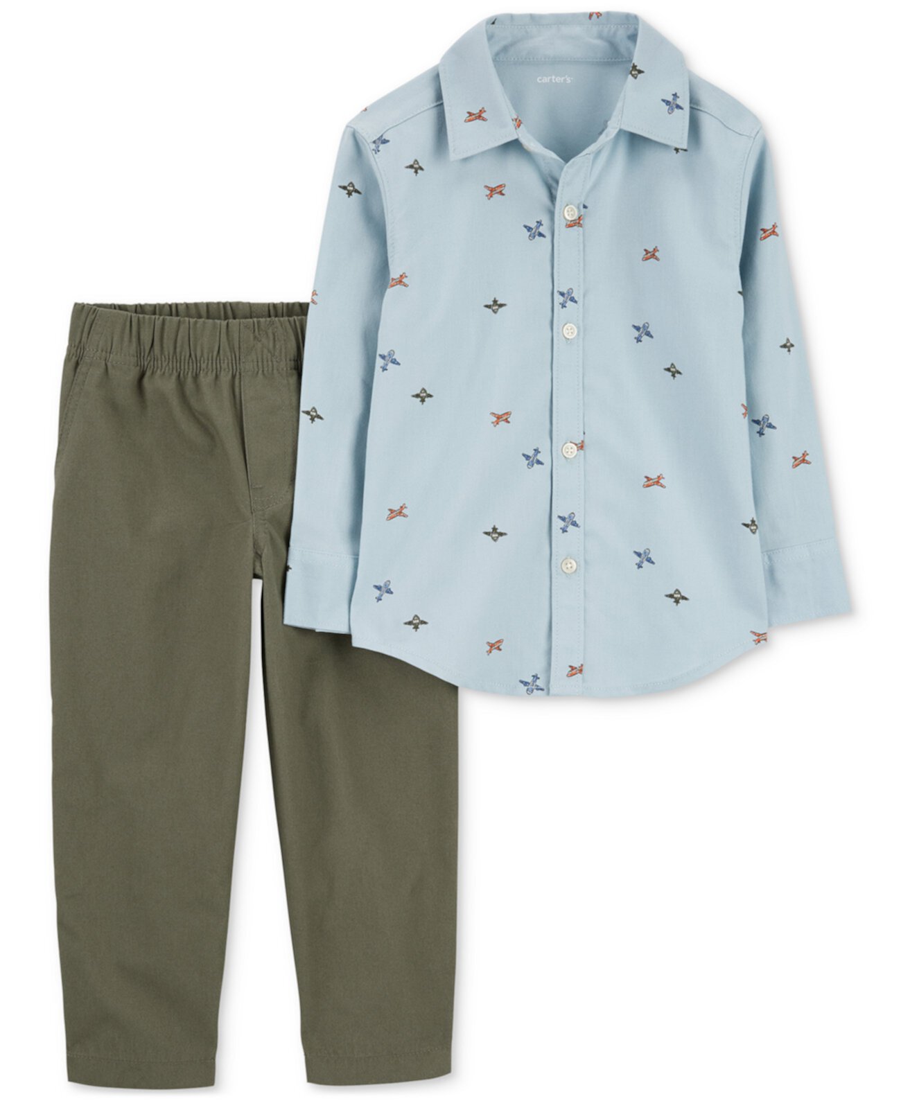 Детский Комплект Carter's Baby Boys Cotton Airplane Button-Down Shirt & Pants, 2 Piece Set Carter's