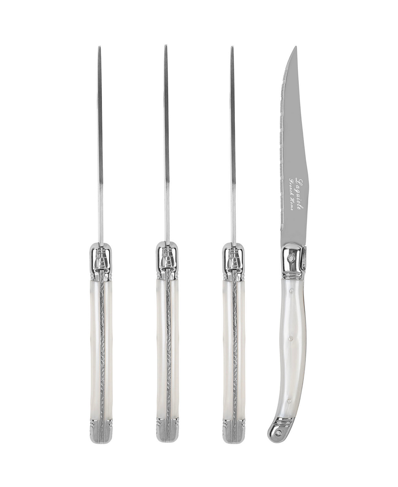 Laguiole Connoisseur 4-Piece Steak Knife Set with Handles French Home