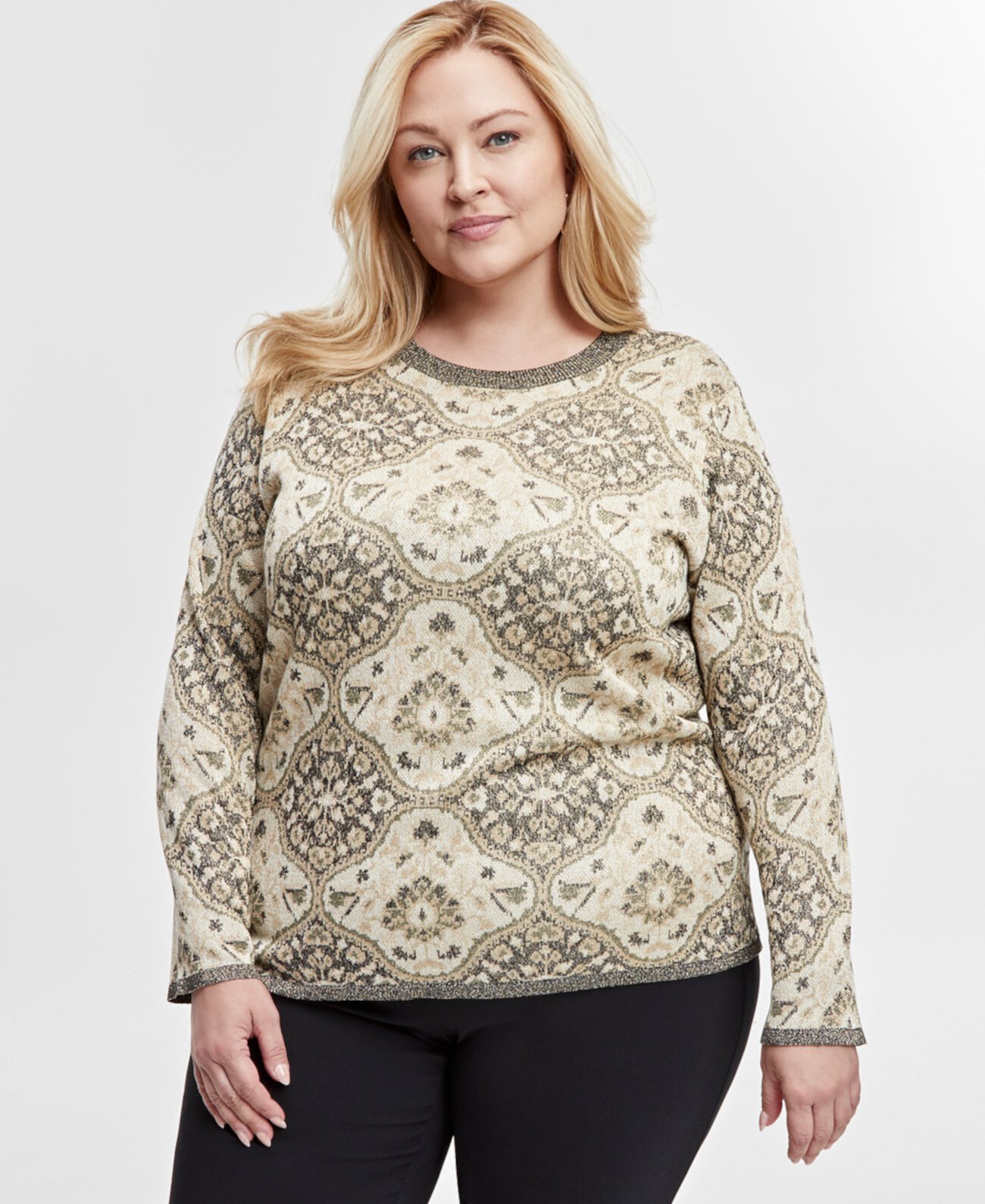 Женский Свитер J&M Collection Plus Size Scoop-Neck Metallic Sweater J&M Collection