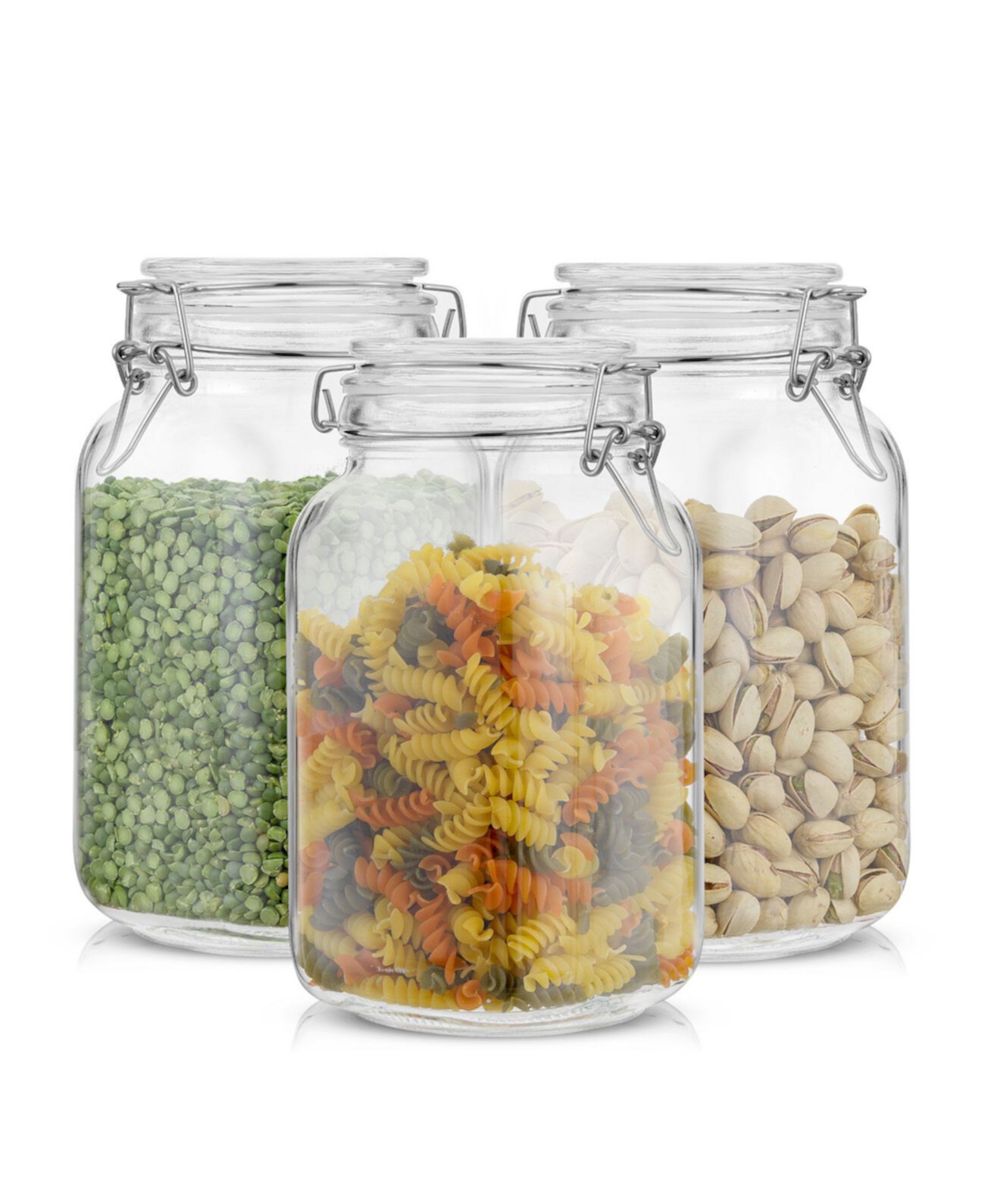 Airtight Set of 3 Glass Jars Storage Canister JoyJolt