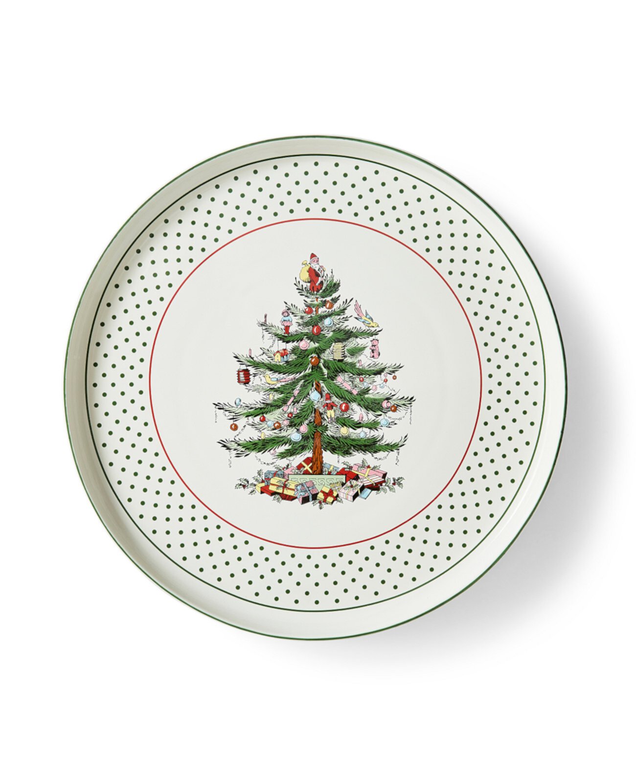 Christmas Tree Polka Dot Lazy Susan Plate Spode