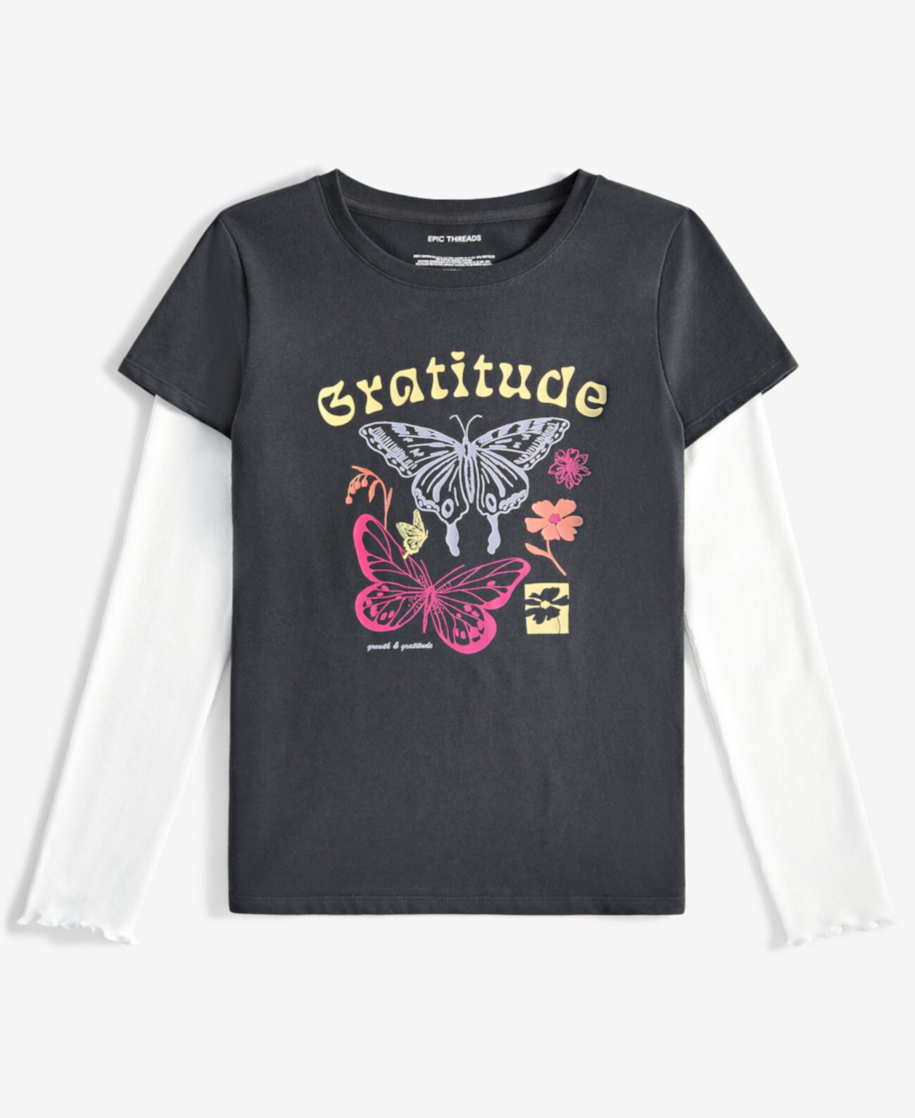 Детская Футболка Epic Threads Little & Big Girls Gratitude Graphic Layered-Look Epic Threads