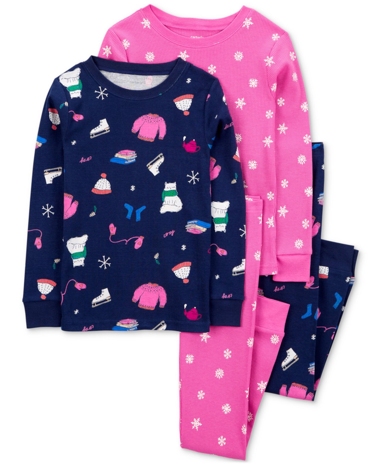 Детские Пижамы Carter's Little & Big Girls Winter-Print, 4 Piece Set Carter's