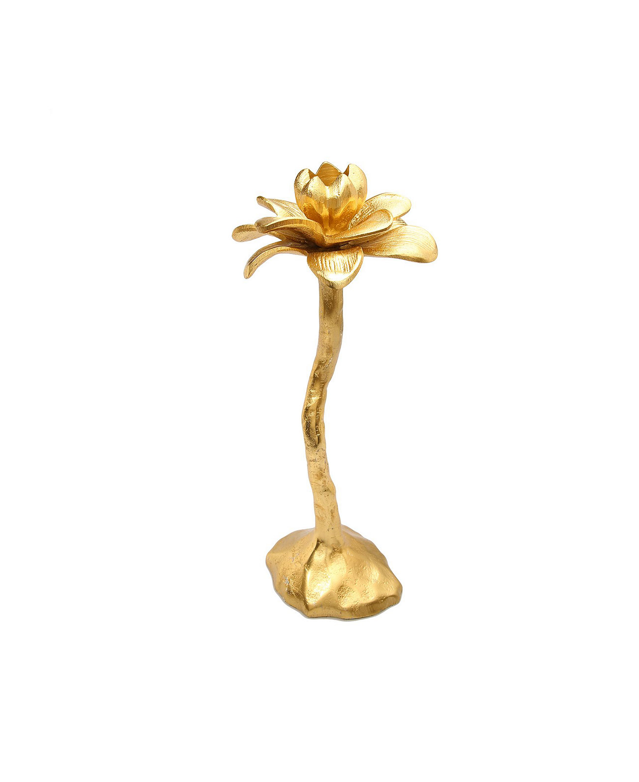 13" Gold Flower Shaped Candle Holder Classic Touch